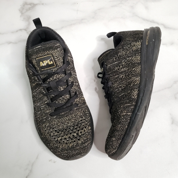 APL Techloom Pro Sneaker Black Gold Metalic Size 8 - Picture 1 of 8